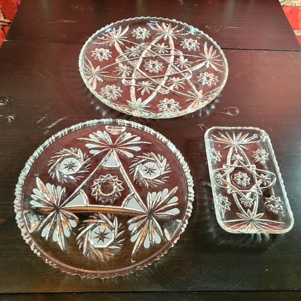 3 piece crystal platters